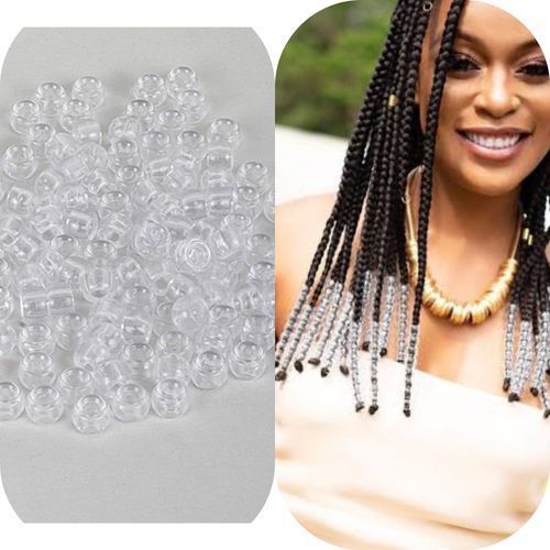 Plastic Hair Beads - White