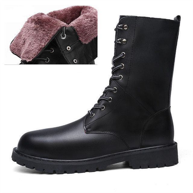 Ary Boots Men Winter Shoes Warm Men Leather Boots Footwear Cowboy Tactical Boots Men Casual Shoes Size-hsd2601jm-heise