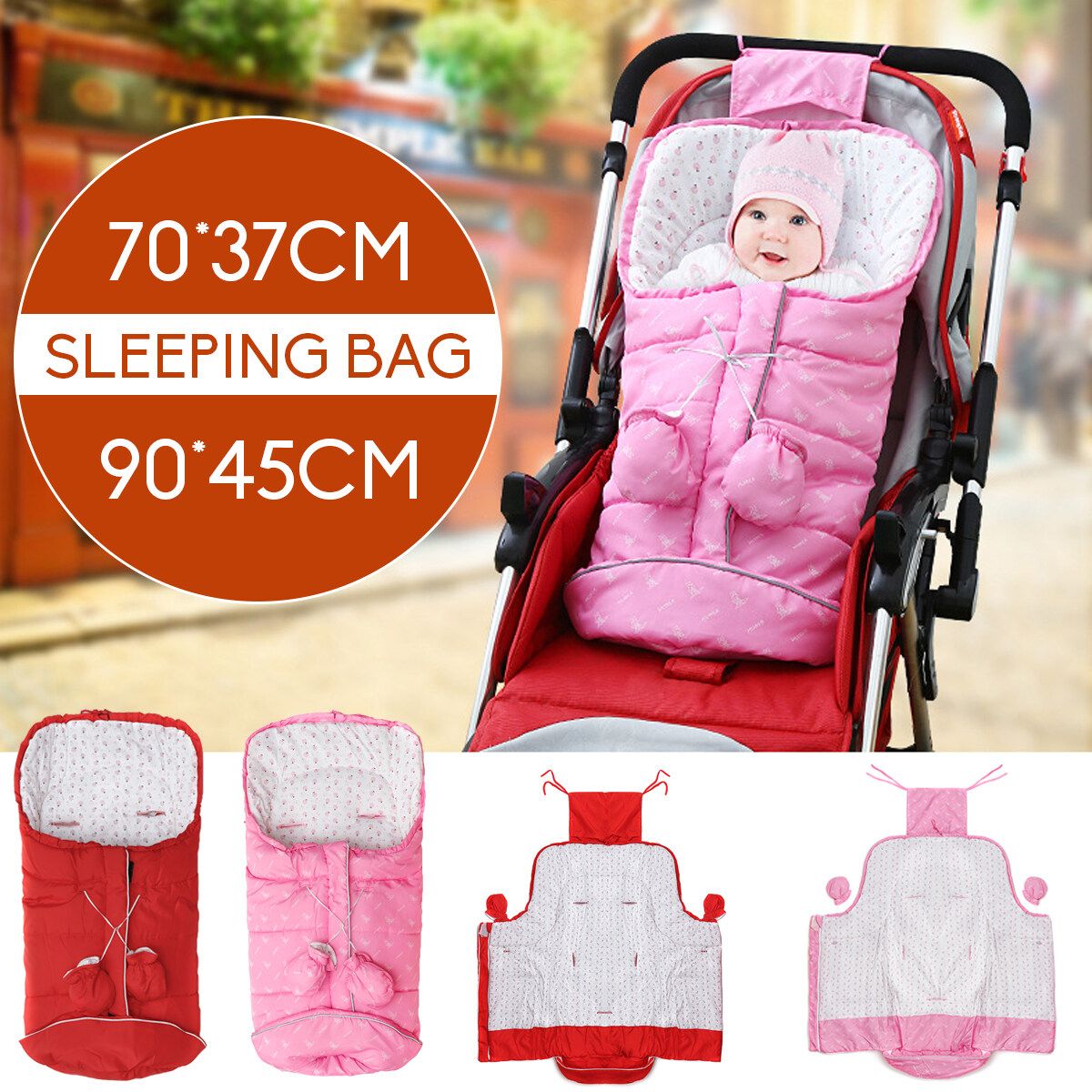 Baby Gear Sleep Bed Universal Baby Toddler Footmuff Cosy Toes Apron Liner Red 90x45cm