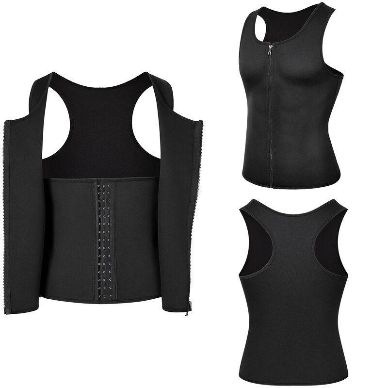 Men Waist Trainer Support Sauna Suit Modeling S Corset Top Body Shaper Belt Weight Loss Cincher Gym Workout Faja Shapewear-Black