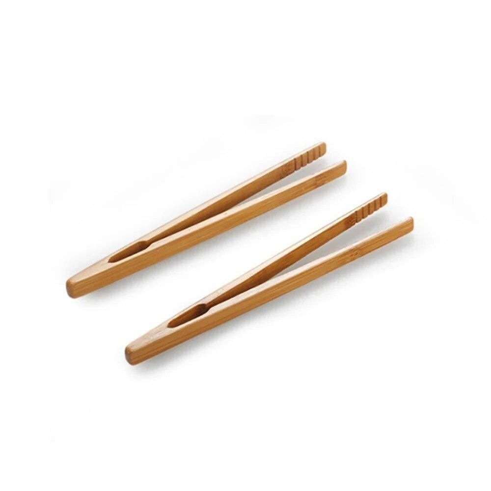 2Pcs Bamboo Toast Tongs Wooden Toaster Bagel Bacon Sugar Ice Tea Tongs Bamboo Tea Clip Environmental Protection Straight Clip