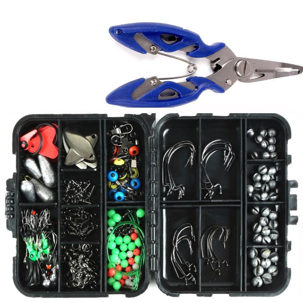 188Pcs Fishing Accessories Set with Tackle box, Including Pl