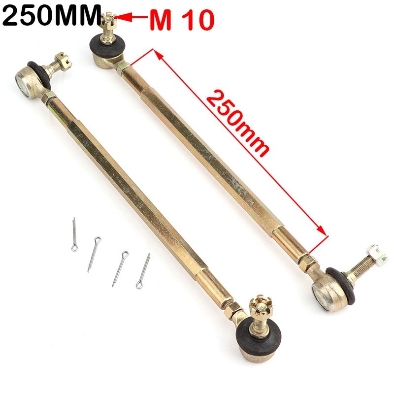 1pair 200MM-270MM M10 Steering Shaft Tie Rod With Tie Rod Ball Joint For 4 Wheel Kart