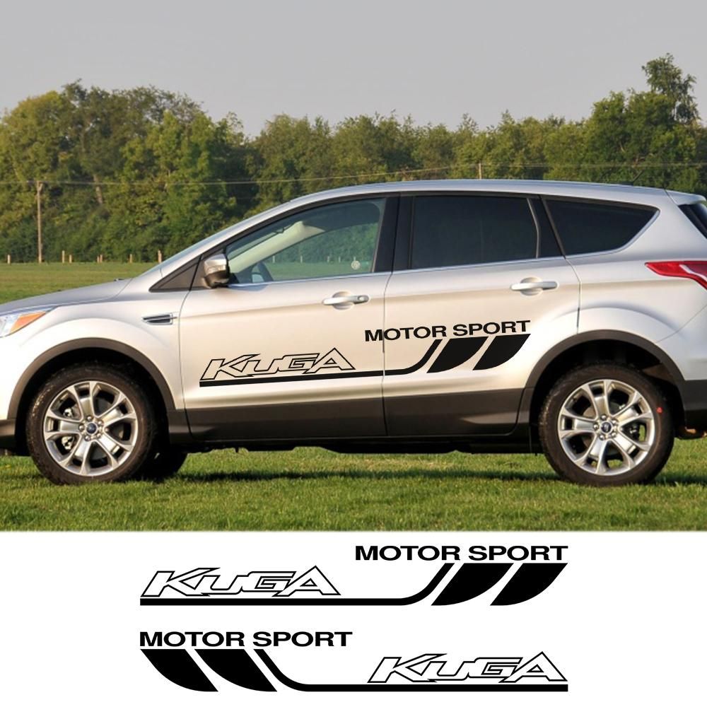 2PCS Car Door Side Decals Auto Vinyl Film Stickers For Ford Kuga MK1 MK2 Sport Styling Both Decor Accessories
