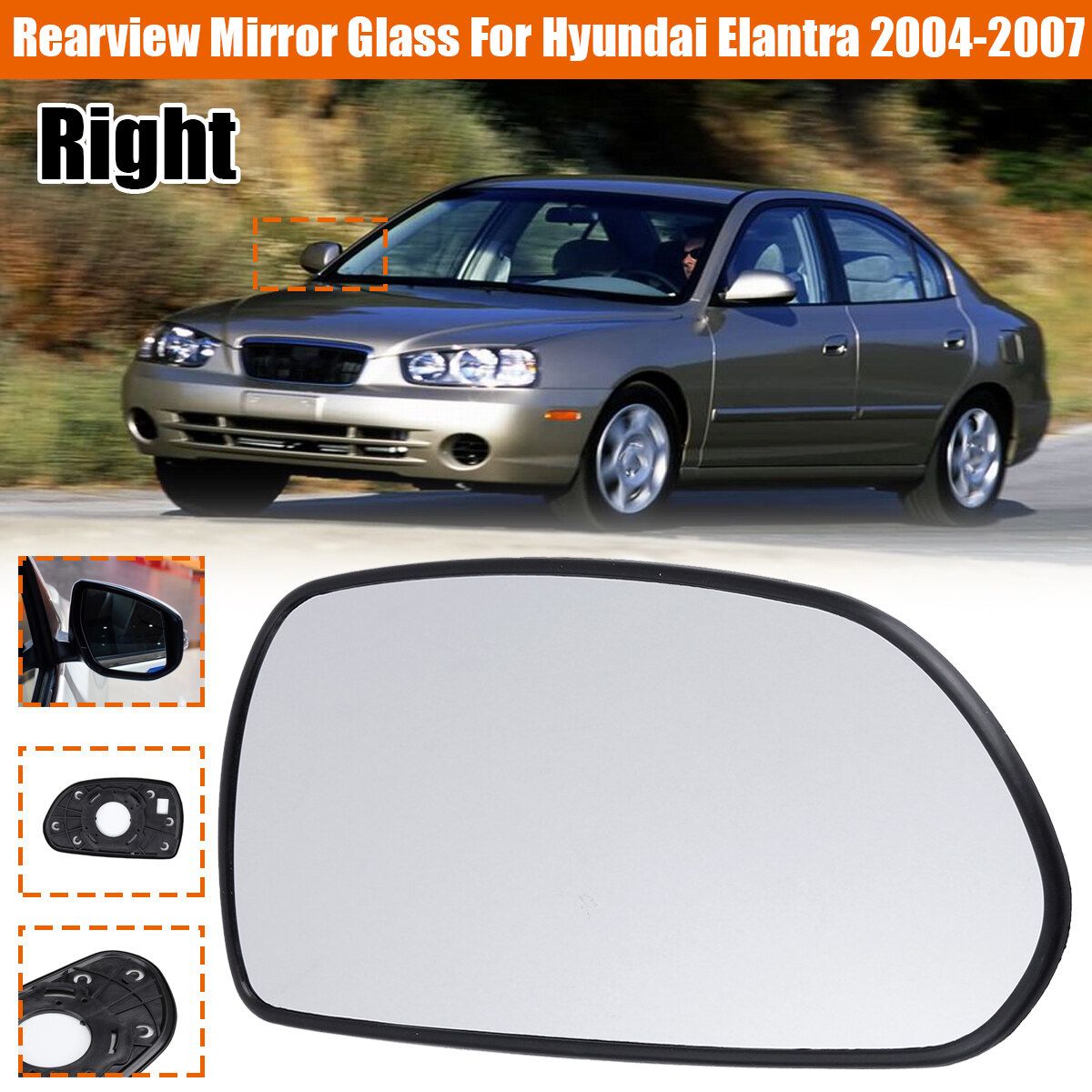 Right Convex Rearview Door Mirror Glass For Hyundai Elantra 2004-2007