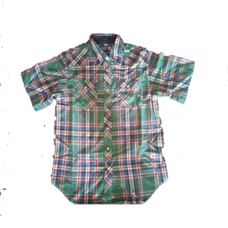 Short Sleeves Plaid Button Down Shirt