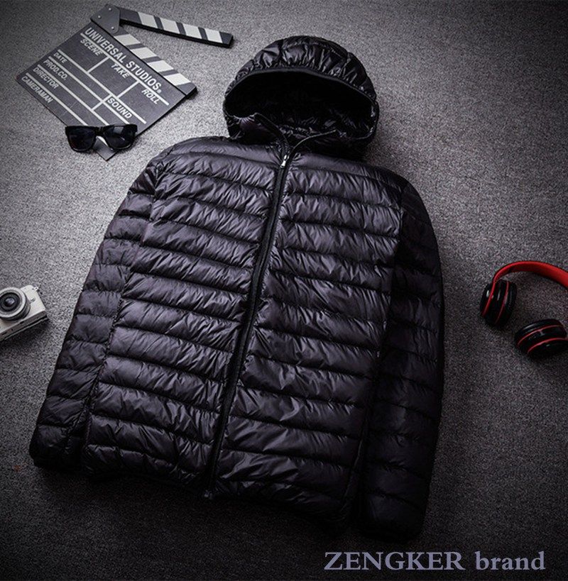Super Size Thin And Light Hooded Men's Down Jacket  Large Size Coat Man Puffer