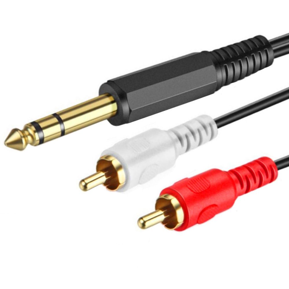 6.35mm Male TRS Stereo Plug To 2 RCA Phono Male Audio Cable Connector, Length:1.5m