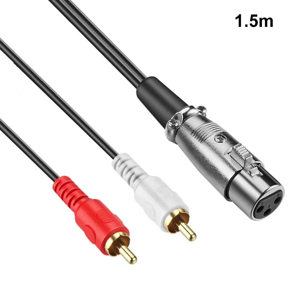 2 RCA Male To XLR Female Stereo Audio Cable, Cable Length:1.5m