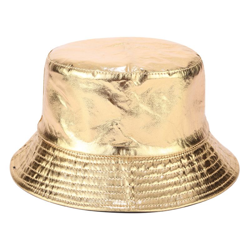 New Two-sided Golden Silver Foldable Unisex Bucket Hat Women Street Personality Fisherman Cap Outdoor Men Hip Hop Panama Hats XXA