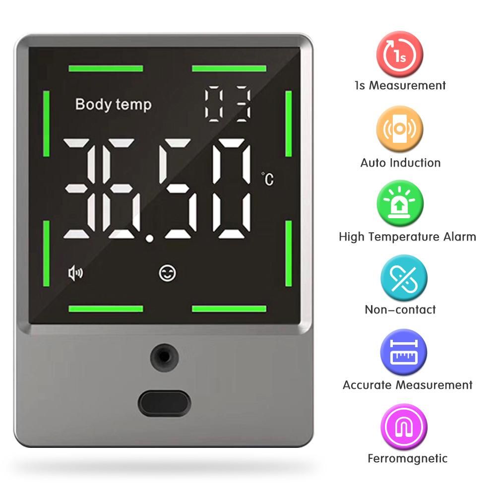 Wall-mounted Infrared Thermometer Body Temperature Measurement Ferromagnetic Room Thermometer Accurate Indoor Temperature 32 Groups Memory Value High Temperature Alarm Non-contact Measurement