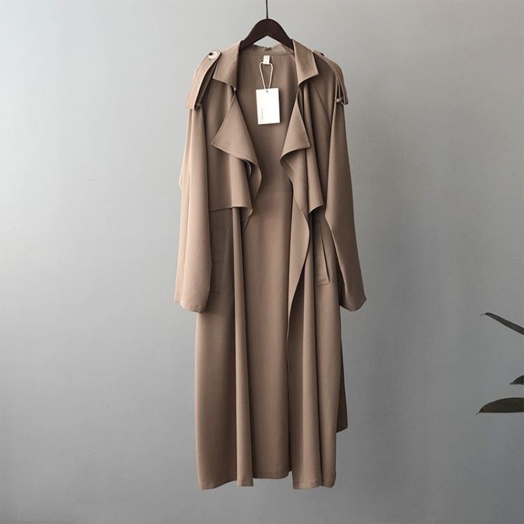 Ladies Retro Fashion Long Loose Windbreaker Jacket
