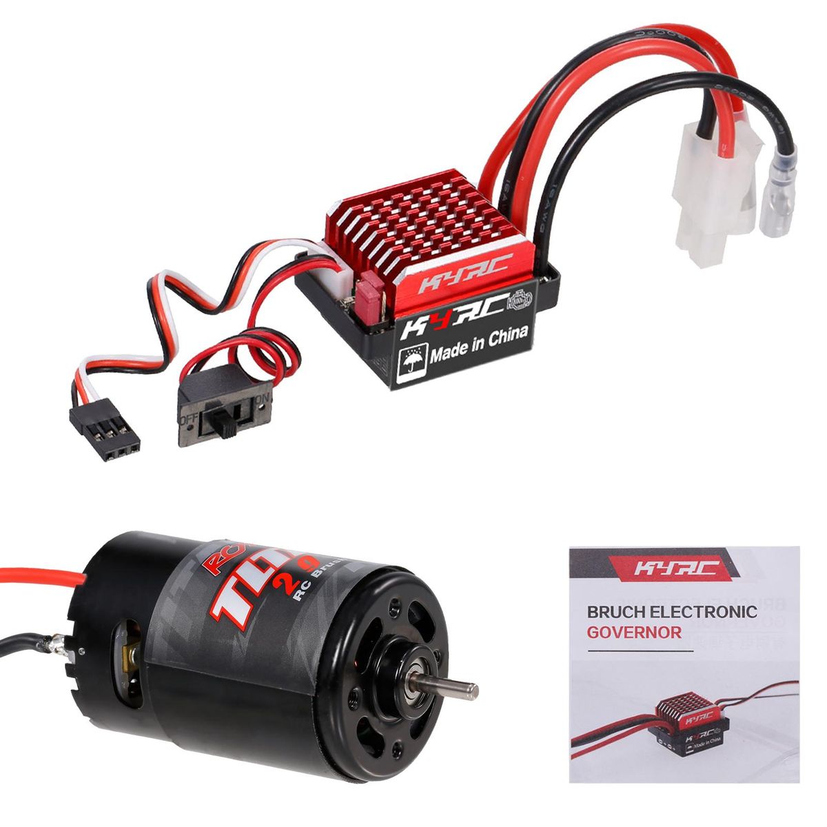 550 21T Brushed Motor with 60A/360A ESC Brushed Electric Speed Controller 6V/2A for RC Racing Car Off-road Car Compatible with Trx-4 Trx-6 Axial
