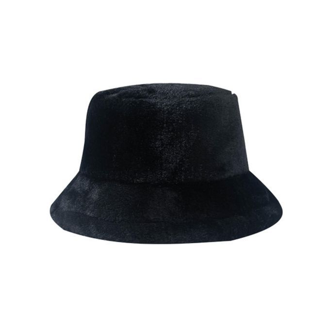Fisherman Cap Attractive Fluffy Solid Color Cold-Black