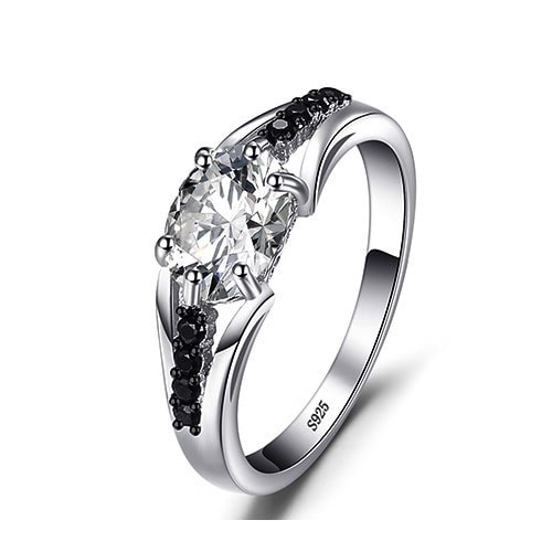 Cubic Zirconia Black Spinel Non-fade Engagement Ring - 1.68ct