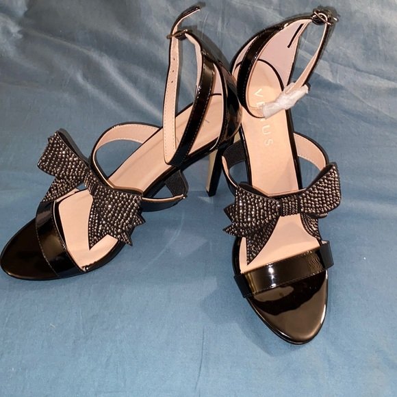 Black Bow Ankle Strap Heel