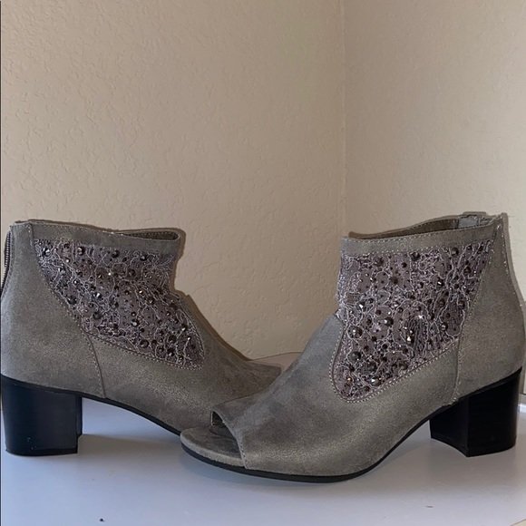 Grey embellished booties