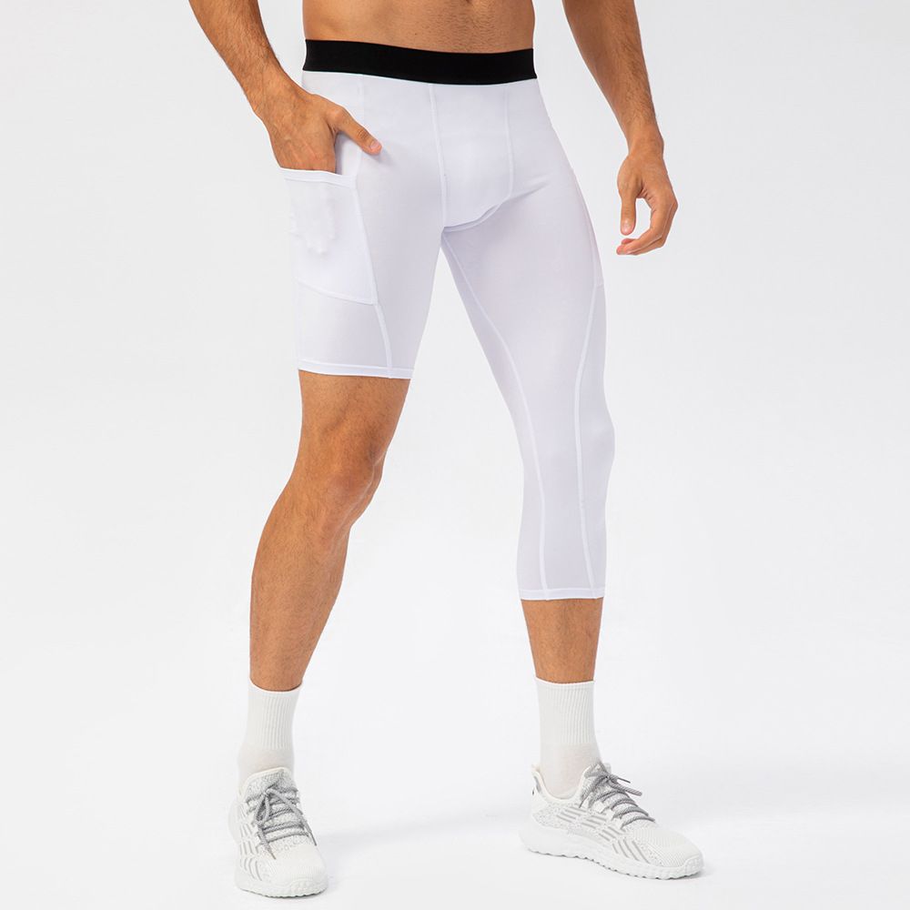 Men's One Leg Compression Pants 3/4 Single Leg Tight Basketball Sports Pants