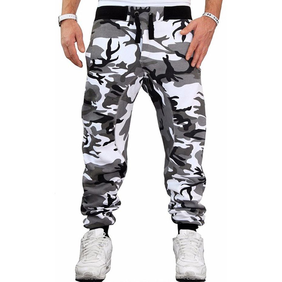 (White)Mens Comouflage Trousers Europe And America Sports Sweatpants Hip Hop Men
