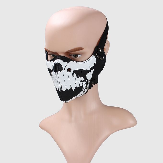 Gothic Skeleton Skull Head Leather Half Face Mask Motorcycle Style 10