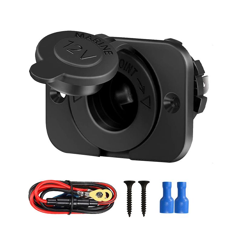 （No Light Add Wire）Cigarette  Socket Waterproof 12V Power Plug Outlet Receptacle For Car Marine Motorcycle ATV RV Socket Power Outlet