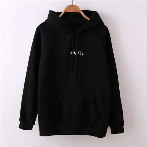 Black  Hoddie With Ohh Yes Print