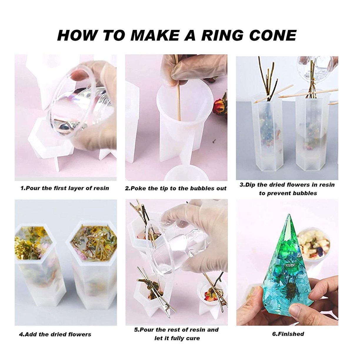4 Pcs Cone Ring Holder Resin Molds, Silicone Resin Molds