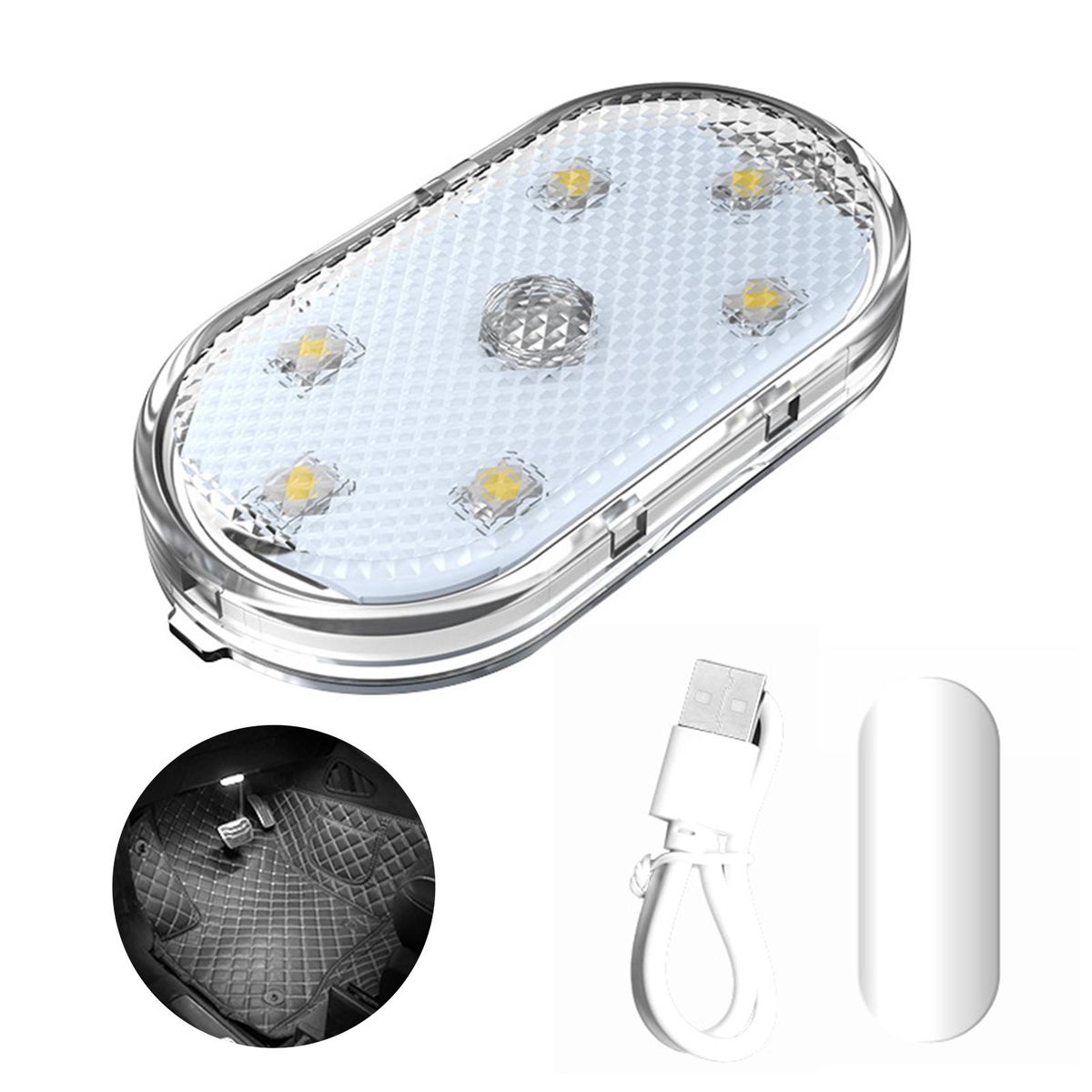 Design Car Light 7 Colors Magnetic Car Ambient Light Usb Rechargeable White