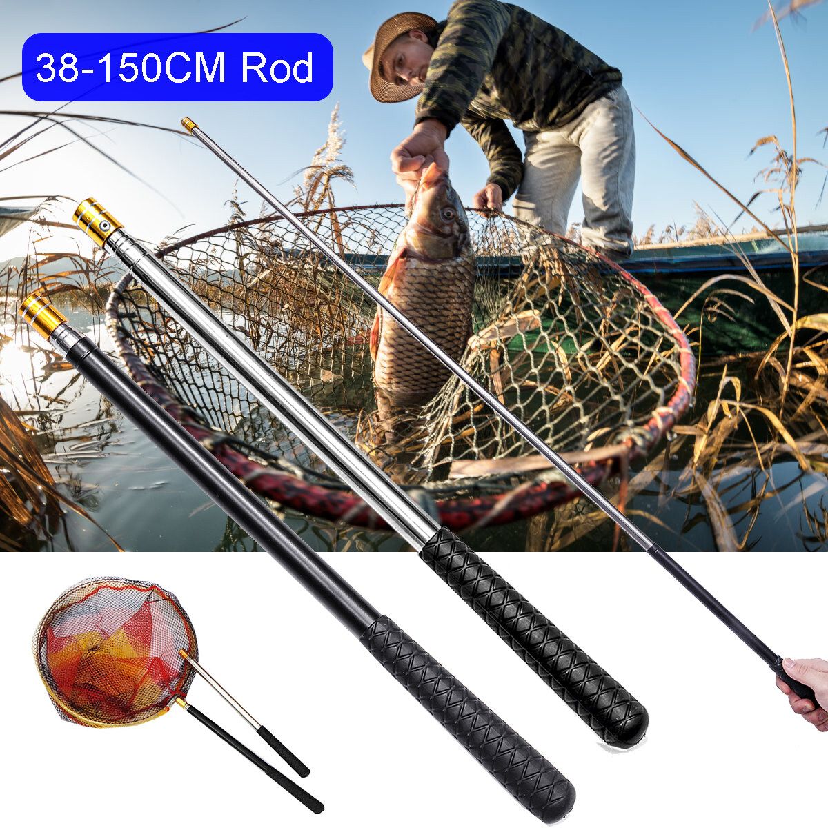 Stainless Steel M8 Prong Harpoon Spear Gig Rod Fish Frog Salmon Barbed Black