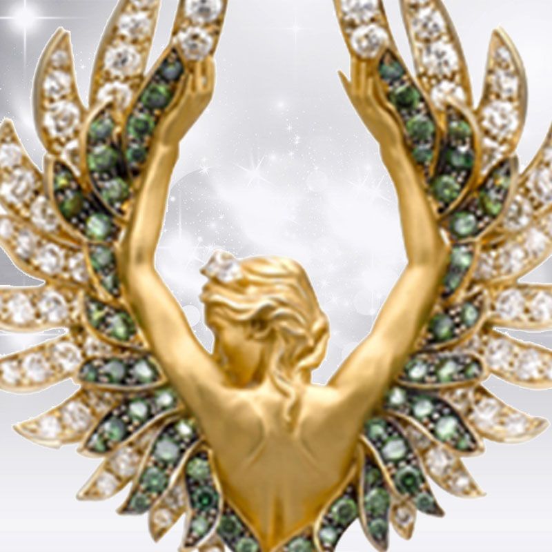 Necklace Angel Wing Necklace Emerald Accessories Personality Temperament
