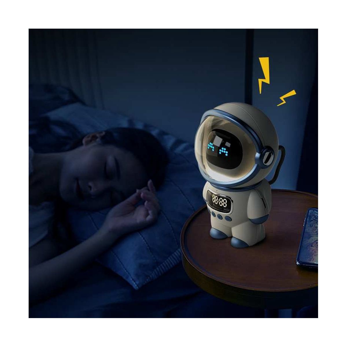 Astronaut Smart Bluetooth Speaker AI Voice HiFi Audio Desktop Multifunctional Audio New Digital Alarm Clock FM Radio,A