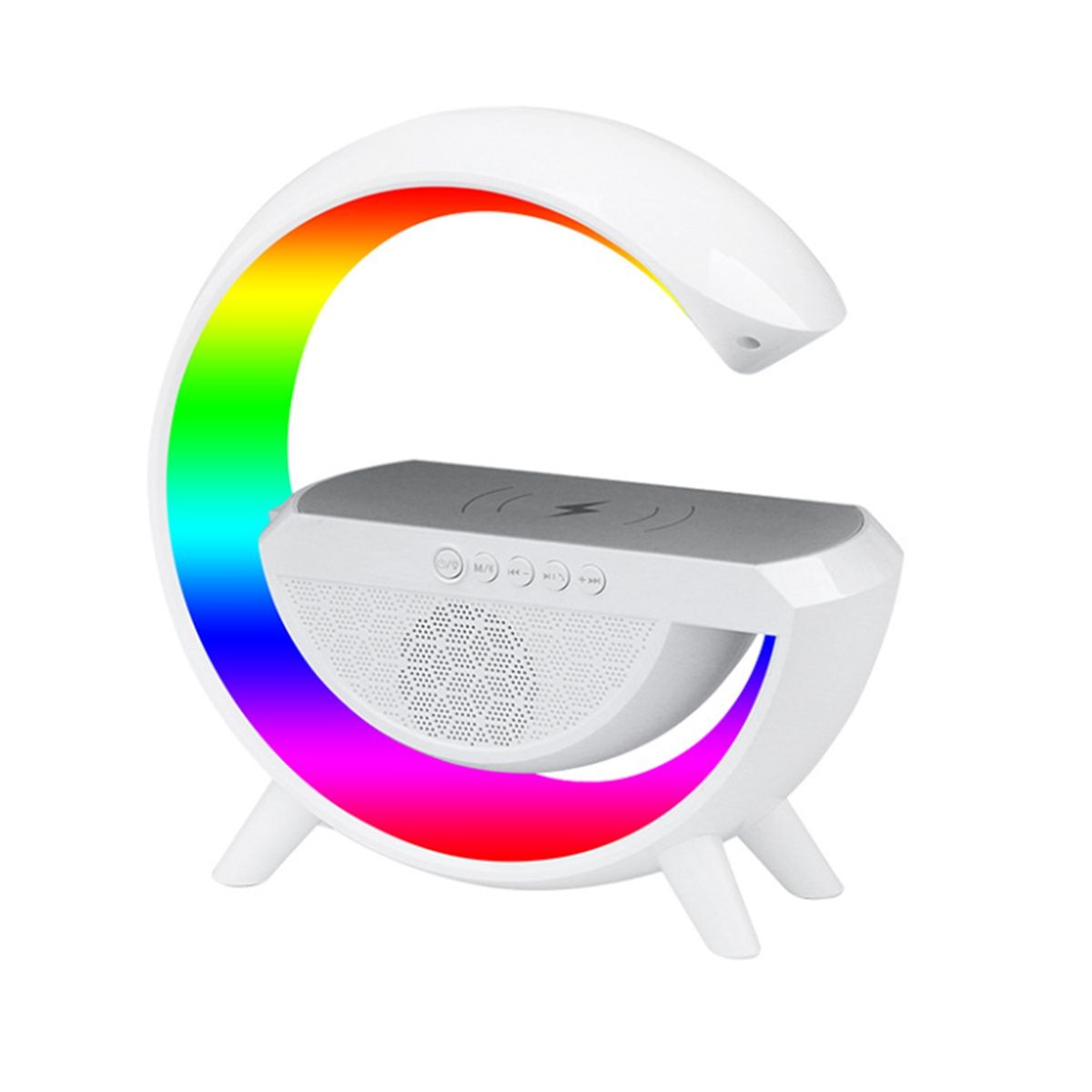 Fast Wireless Charger TF U Disk Bluetooth Speaker RGB Night Light Atmosphere Lamp Charging Station for iPhone 14 13 12