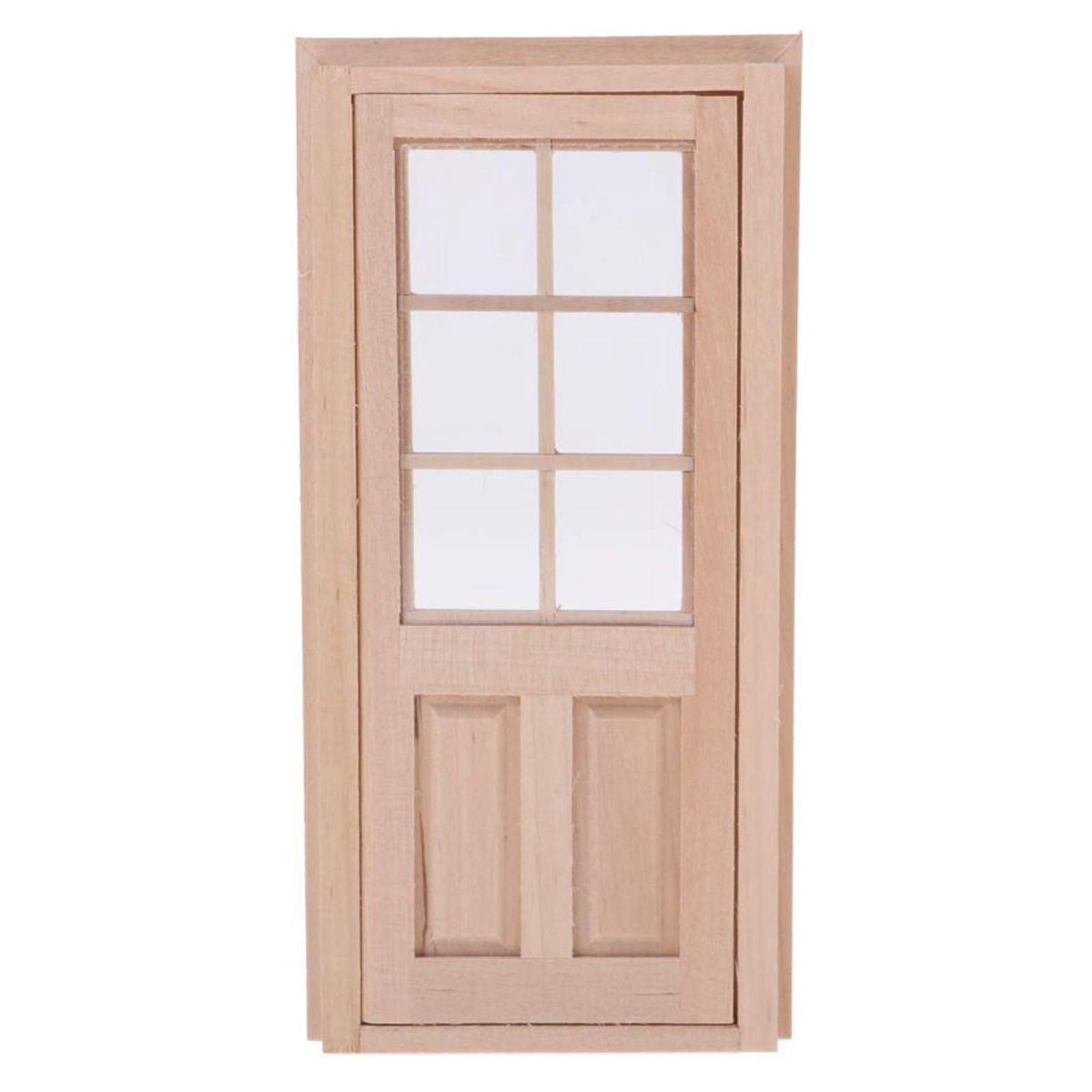 1/12 Wooden 6-Panel Single Door Frame Model Miniature Doll