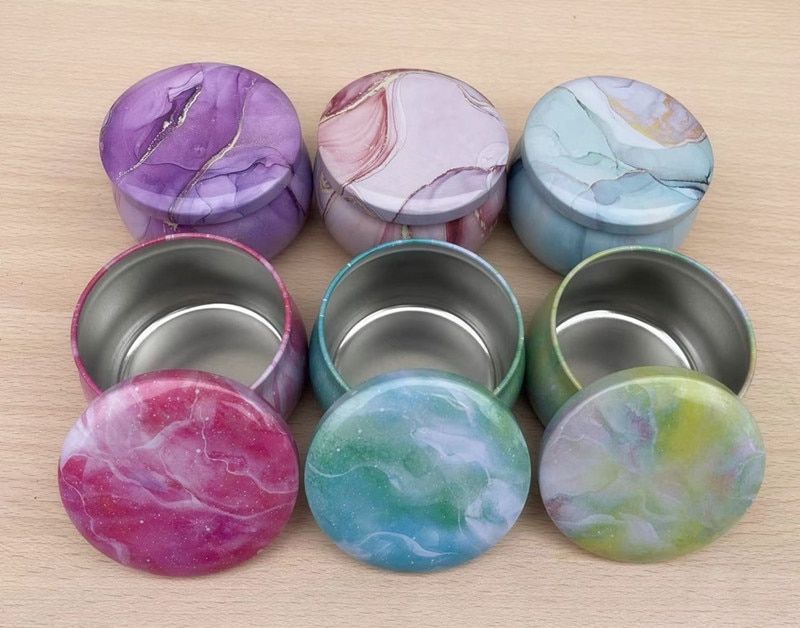 6pcs Drum Shape Vintage Metal Tin Cans Candle Jar DIY