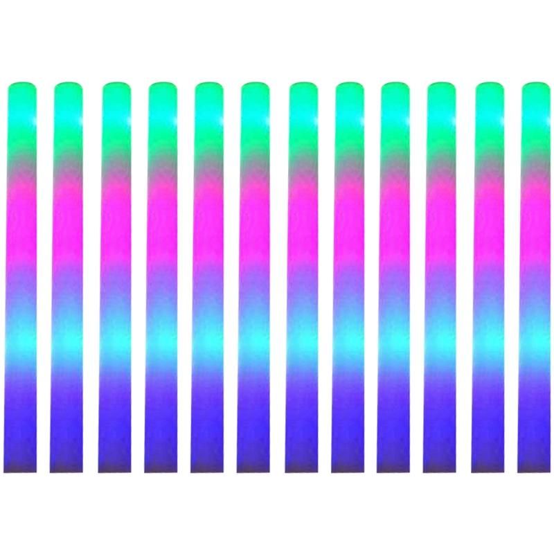 12Pcs Light Up Foam Sticks,LED Foam Sticks Glow Batons with