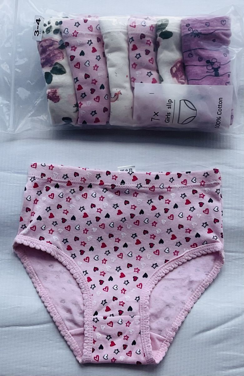 3-4 Yrs 7 Pack Colored Girls Briefs- A3