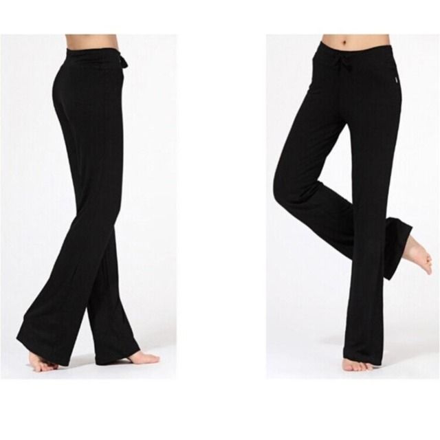 High Waist Flare Pants Women Office Ladies Elegant Long Pant Solid Wide Leg Bell_Bottom Trousers Fitness Yoga Pants(#C Black)