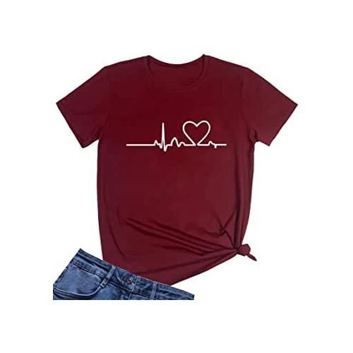 Heartbeat Ladies Quality Roundneck Printed Polo T-shirt - Wine Red