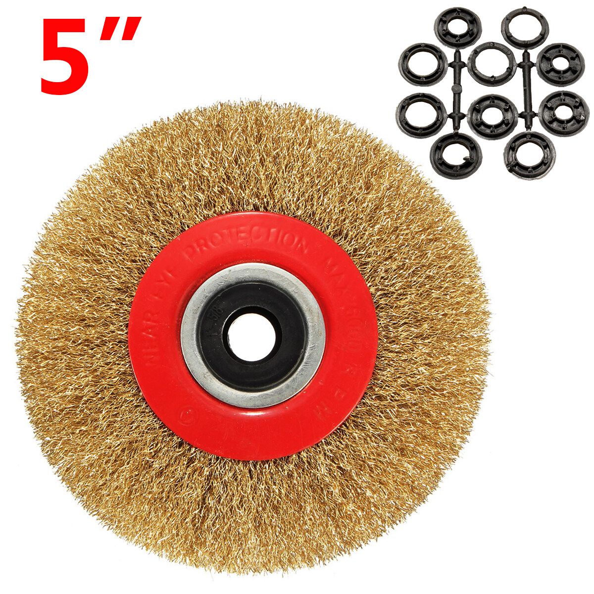 5/ 6/ 8 Inch Polishing Wire Brush Wheel For Bench Grinder With Reducers Adaptor 5 Inches
