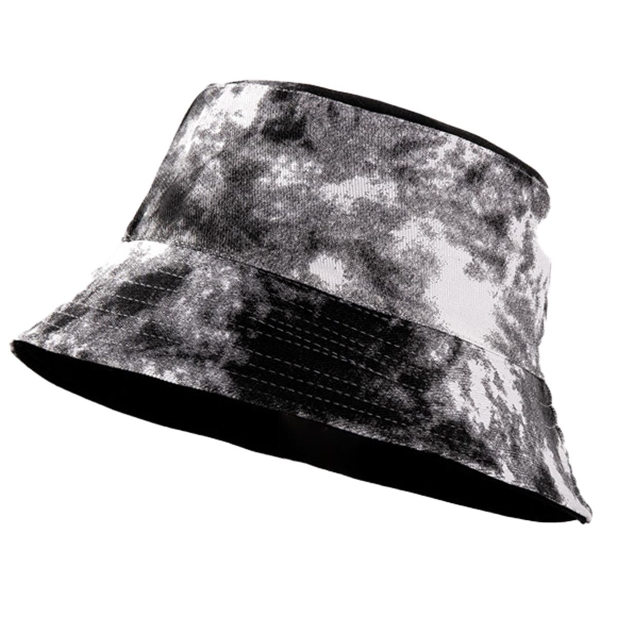 Skin-friendly Bucket Hat Double-sided Cotton Tie-dye-Black