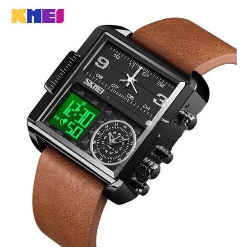 Leather Men’s Stylish Water Resistance Wrist Watches - Brown
