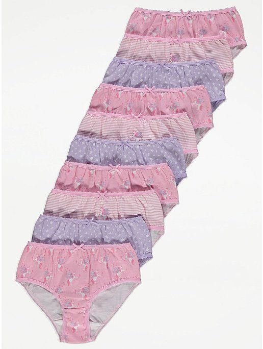 Unicorn Print Knickers 10 Pack