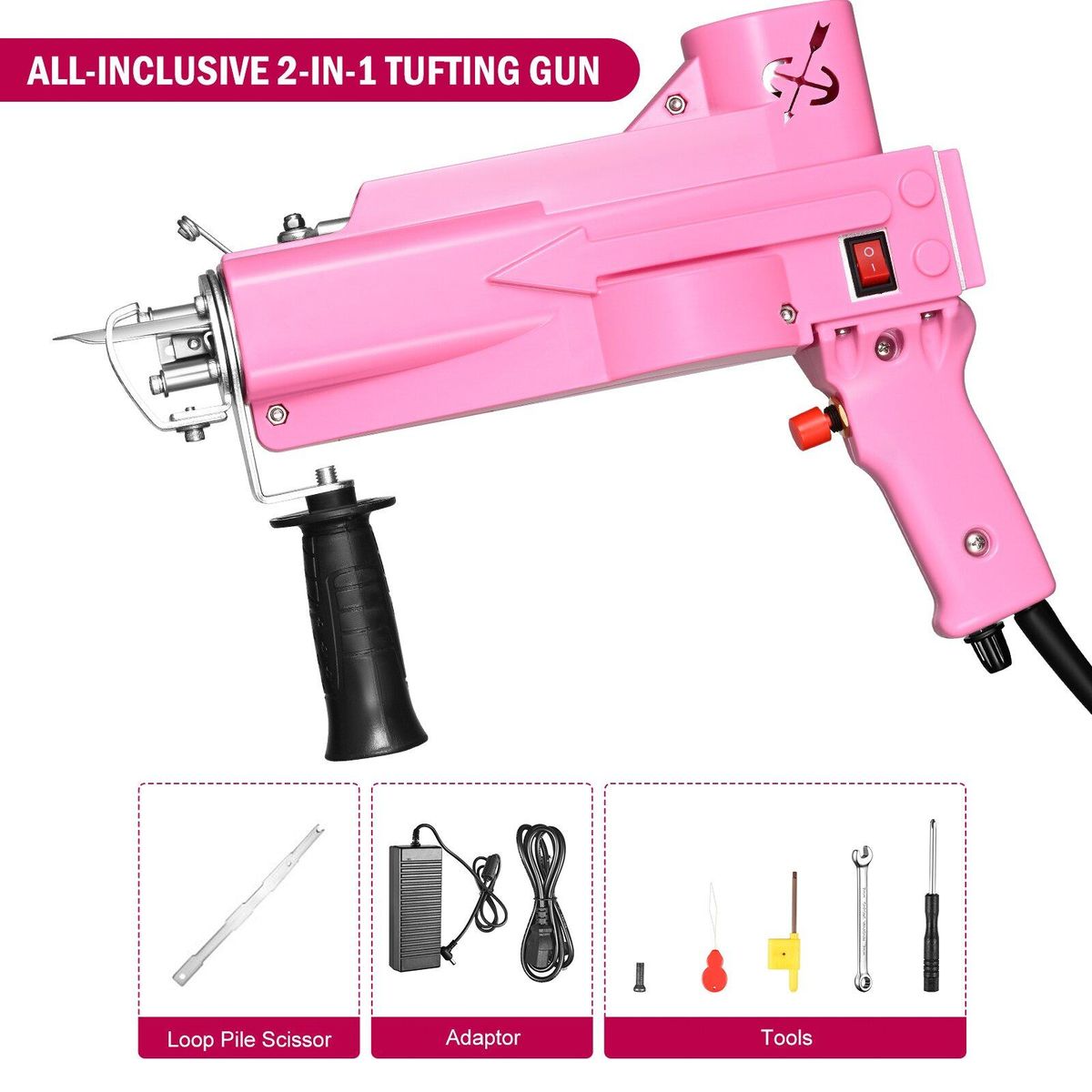 2in1 Electric Tufting Gun Carpet Weaving and Flocking Machine Fully Enclosed with Safety Shell Cut Pile and Loop Pile
