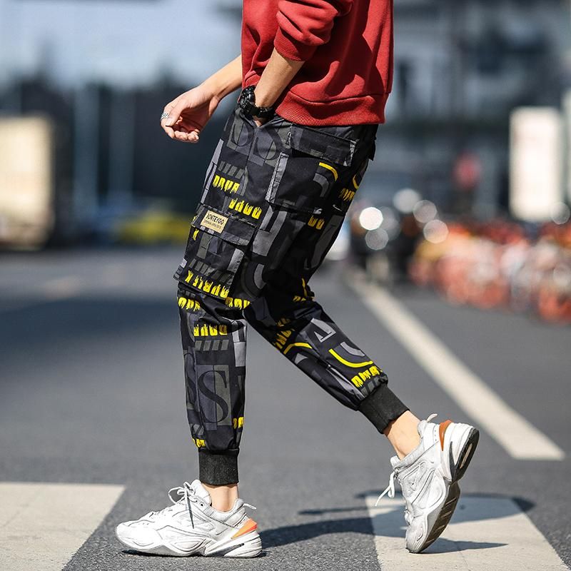 Pants Cargo for men Hip-Hop Tracksuit Street Clothing Harem-style Bombach Trousers Stamped Elastic Waist Novelty