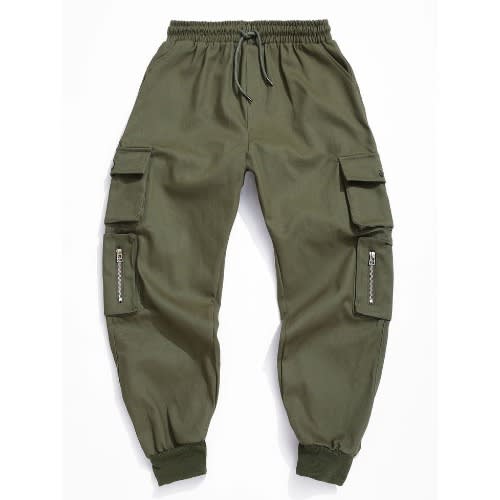 6 Pocket Basic Combat Cargo Trousers - Army Green