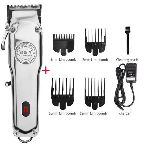 Rechargeable Cordless Hair Clipper With Percentage Display - Metal