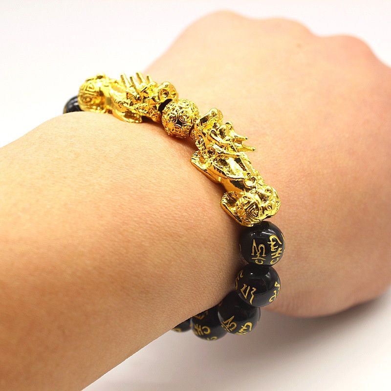 Pixiu Feng Shui 14mm Beads Charms Luck Bangle Bracelet