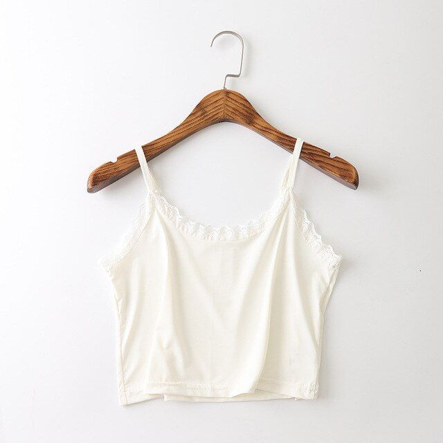 New Summer Women Tank Spaghetti Strap Adjustable Singlets Crop S Lace Camis