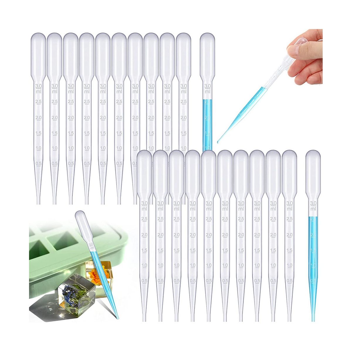 100Pcs 3 Ml Plastic Transfer Pipettes Disposable Calibrated Dropper Pipettes Dropper 6 Inch Droppers for Essential