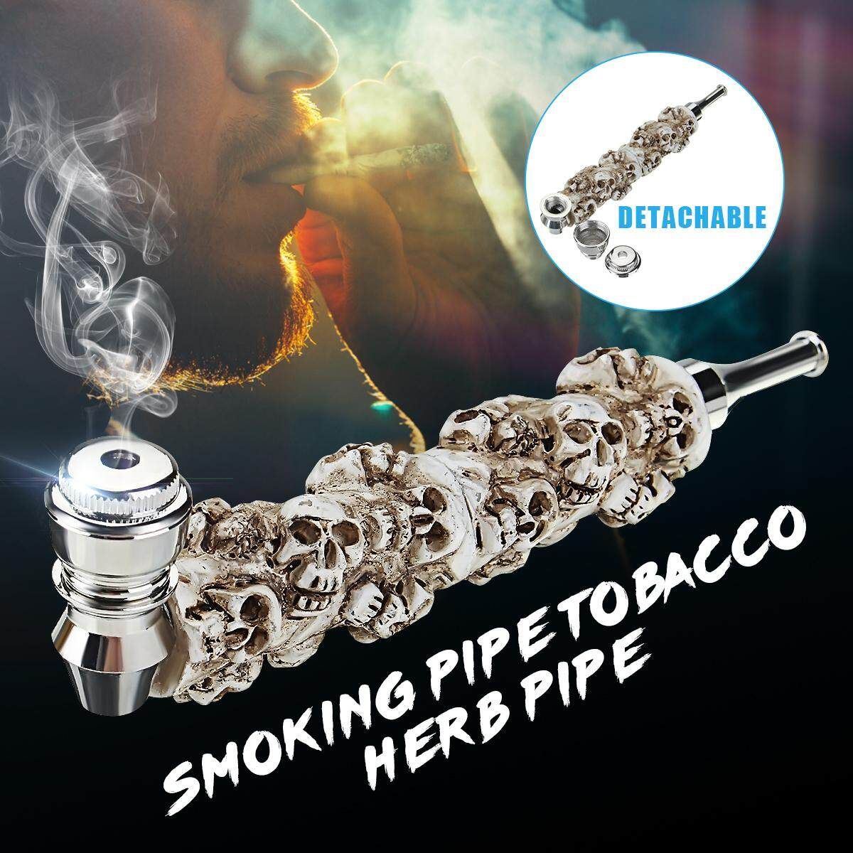 Pipe Metal Resin Herb Pipe Skull Shape Gift Free Silver Screen